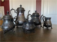 Antique Hand Chased Tea and Coffee Set
