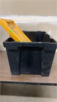 Black Plastic Tote with Yellow Lid (LID CRACKED)