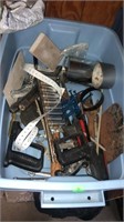 Tote Full Of Misc Hand tools, Hacksaws, Sockets,