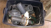 Tote of PLASTIC Fittings some sch 80, Cast Iron