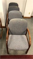 4- Wood Framed Office Chairs  and 3 misc office