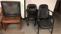 3-Office Chairs, End Table, and Samsung TV w