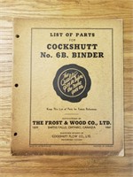 Cockshutt #6B binder parts list
