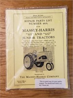Massey Harris 101 and 102 Jr tractor parts list