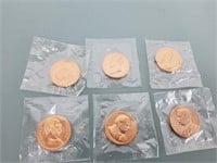 lot 6 different bronze presidential medals