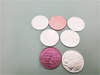 7 diff vintage mardi gras coins\tokens