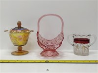 lot of assorted glassware - coloured glass, etc.
