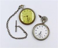 (2) Antique Elgin Pocket Watches w/ Sterling Chain