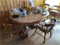 Double Pedestal Dining Table and Six Chairs