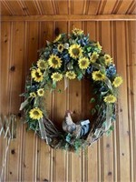 Large Wreath, TV Tray, and Floral Arrangement