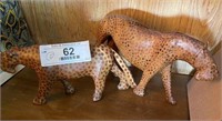 Two Wooden Carved Leopards