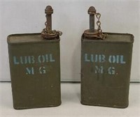 2x- Military Lub Oil M.G. Metal Cans