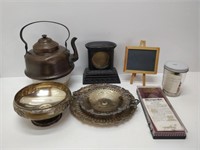 box of copper and brass and collectables