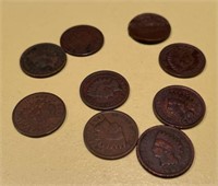 Nine Indian Head Pennies