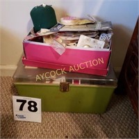 Old sewing box full of itmes & box full of