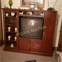 Wood TV cabinet (entertainment cabinet) with TV