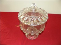 Crystal pattern glass covered compote