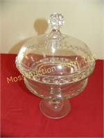 Crystal pattern glass covered compote