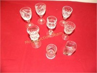 (7) Crystal cordials & Burns Crystal Whiskey glass