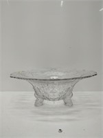 Very decorative 3 footed crystal bowl 11"