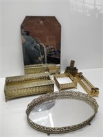 Antique metal vanity set w/ mirrors