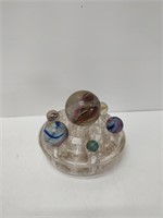 antique marbles with glass display