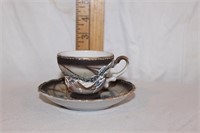 VINTAGE "DRAGON" THEMES DEMITASSE CUP AND SAUCER