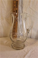 ETCHED 8" CRYSTAL PITCHER
