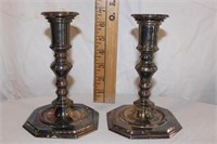 7" SILVERPLATE CANDLESTICKS - MADE IN INDIA