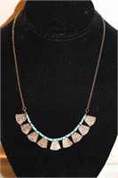 SILVERTONE AND TURQUOISE NECKLACE