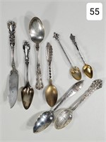 Lot of (8) Fancy Sterling Spoons & Knife