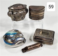 Group of Silver Scent Boxes & Whistle