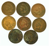 Lot #2 - 8 Indian Head Cents: 1888, 93, 1900,