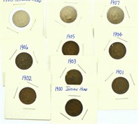 Lot #15 - 10 Indian Head Cents: 1900, 01, 02,