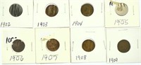 Lot #16 - 8 Indian Head Cents: 1902, 03, 04,