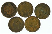 Lot #22 - 5 Indian Head Cents: 1898, 93, 1903,