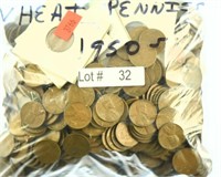 Lot #32 - Bag of 1950's Wheat Cents - 4 Lb 10oz