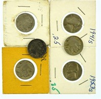 Lot #38 - Four Buffalo Nickels: 1928(2), 1916