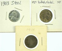 Lot #42 - 1937 Bufallo Nickel, 1943 Steel Wheat