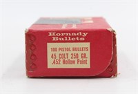 (100) Hornady 45 Colt 250 GR Pistol Bullets