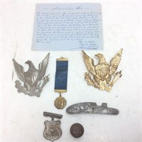 ANTIQUE COLLECTIBLES, 1851 LETTER, ARMY BUTTON
