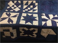Vintage Blue Star Quilted Wall Hanging