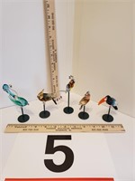 5 swarovski birds w/stands & boxes