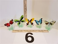 5 Swarovski butterflies w/stands & boxes