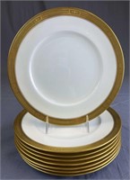 8 Cauldon England Gold Banded Dinner Plates