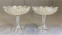Pr. Pressed Glass Footed Centerpiece Compote Bowls