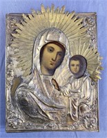 Russian Icon Madonna and Child 19th Century