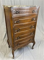 Carved Tall Chest, Marble Top - Belgium REO