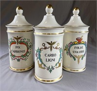 3 Jeanne Robinette Porcelain Apothecary Jars
