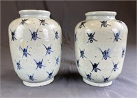 Pair of Chinese Pottery "Busy Ant" or "Bee" Jars